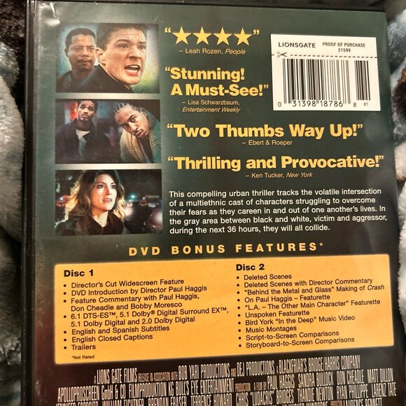 Crash Sandra Bullock Don Cheadle Matt Dillon (DVD) 2004 W/ Bonus Features - Picture 5 of 8